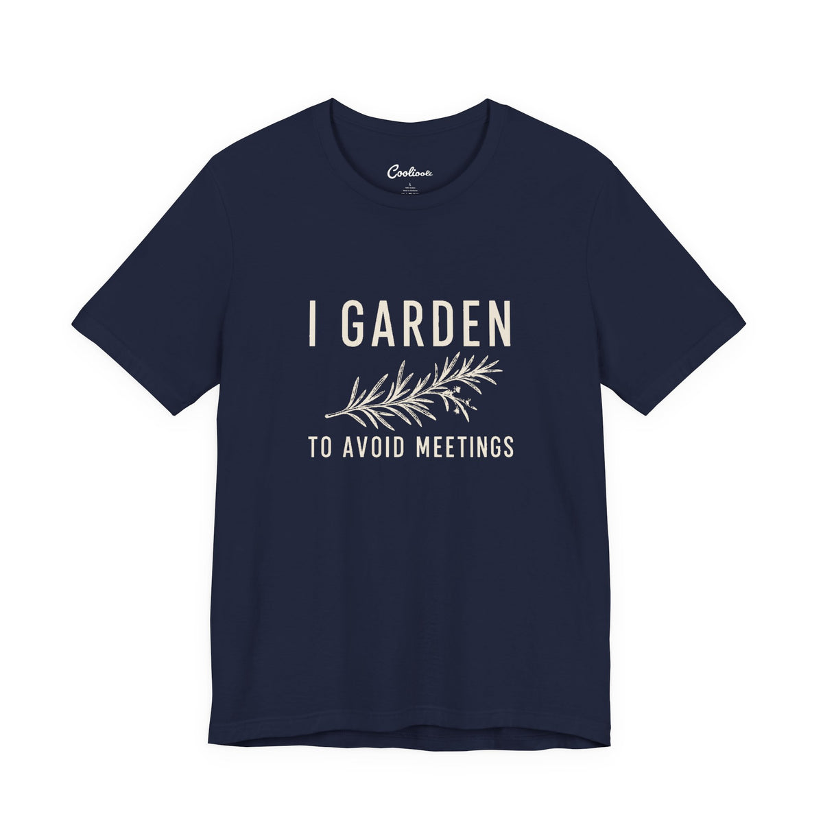 I Garden To Avoid Meetings t-shirt in a dark colourway, printed to order unisex tee available S to 3XL