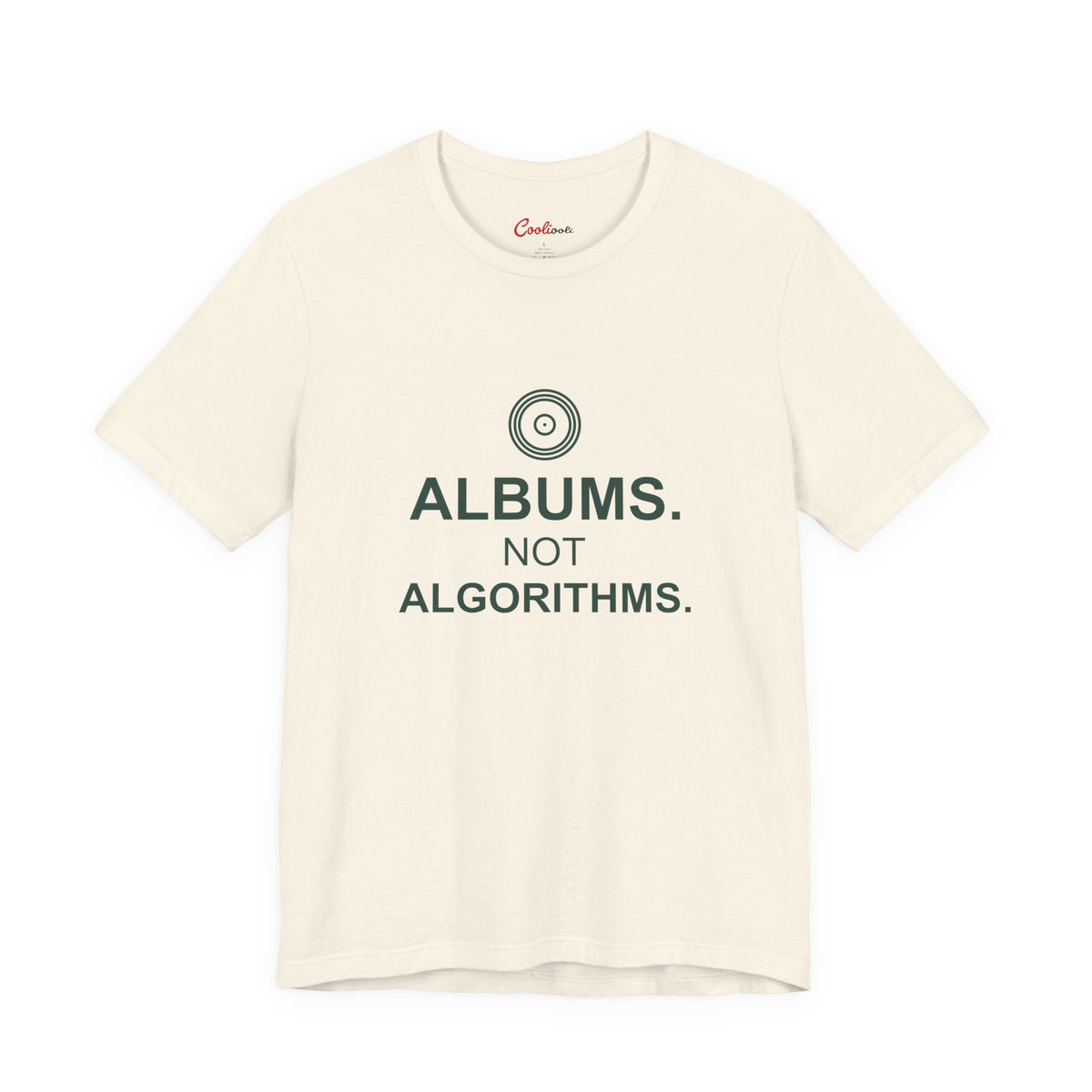 ALBUMS. NOT ALGORITHMS. — Natural Bella+Canvas 3001, accurate supplier front view