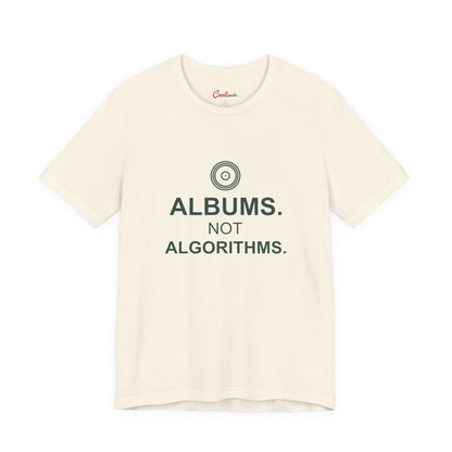 ALBUMS. NOT ALGORITHMS. — Natural Bella+Canvas 3001, accurate supplier front view