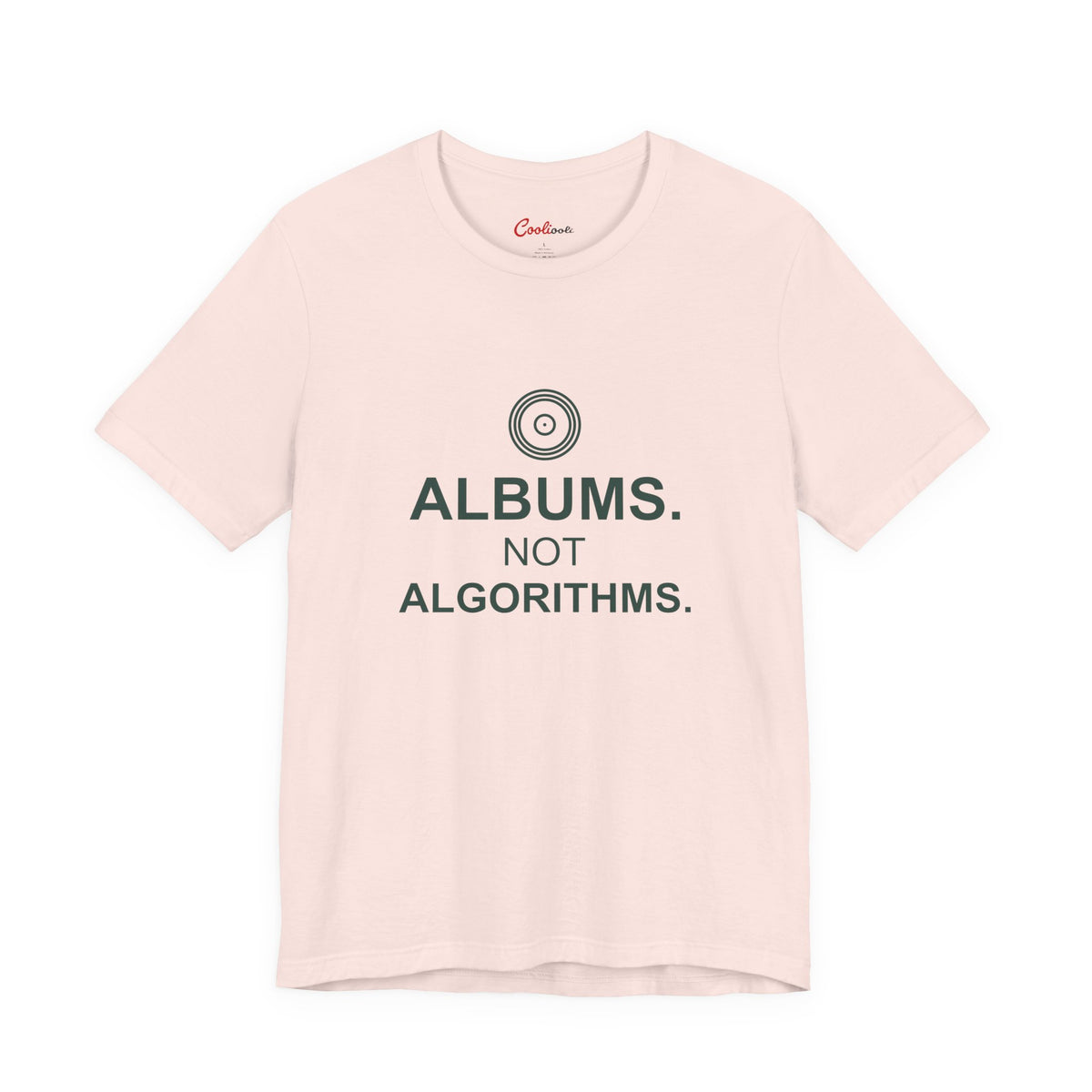 ALBUMS. NOT ALGORITHMS. — Soft Pink Bella+Canvas 3001, accurate supplier front view