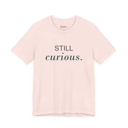 STILL CURIOUS. — Soft Pink Bella+Canvas 3001 full front flat lay