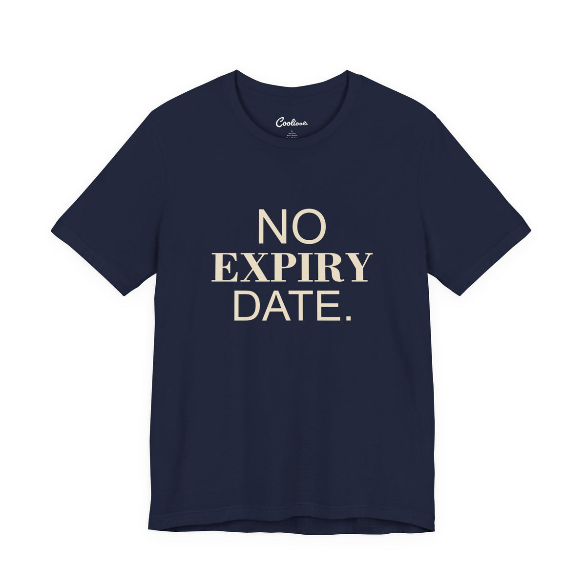 NO EXPIRY DATE. Bella+Canvas 3001 T-shirt — Navy, accurate supplier front flat lay