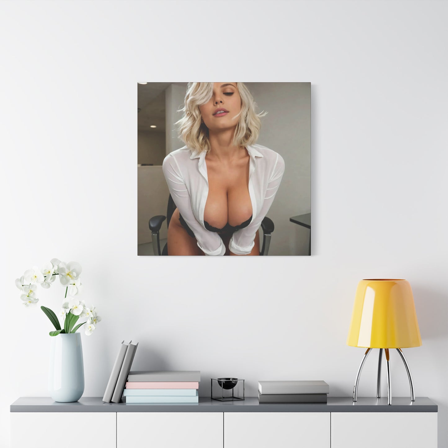 HayleyJane Cox in a VERY revealing work blouse
