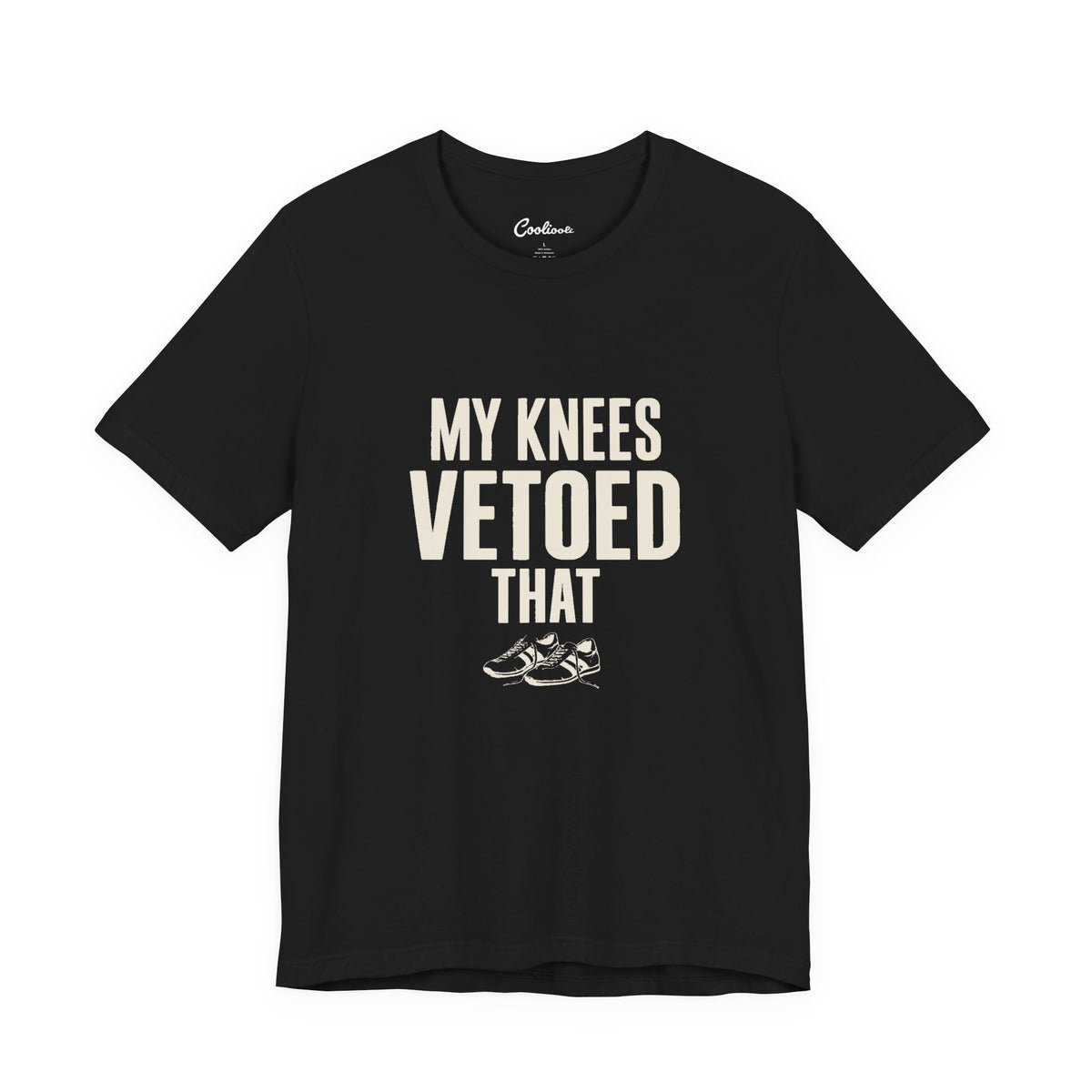 My Knees Vetoed That slogan tee shown flat in a second colourway, unisex Bella Canvas 3001 cotton t-shirt