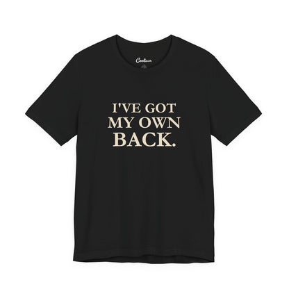 I'VE GOT MY OWN BACK. — Black Bella+Canvas 3001, accurate supplier front view
