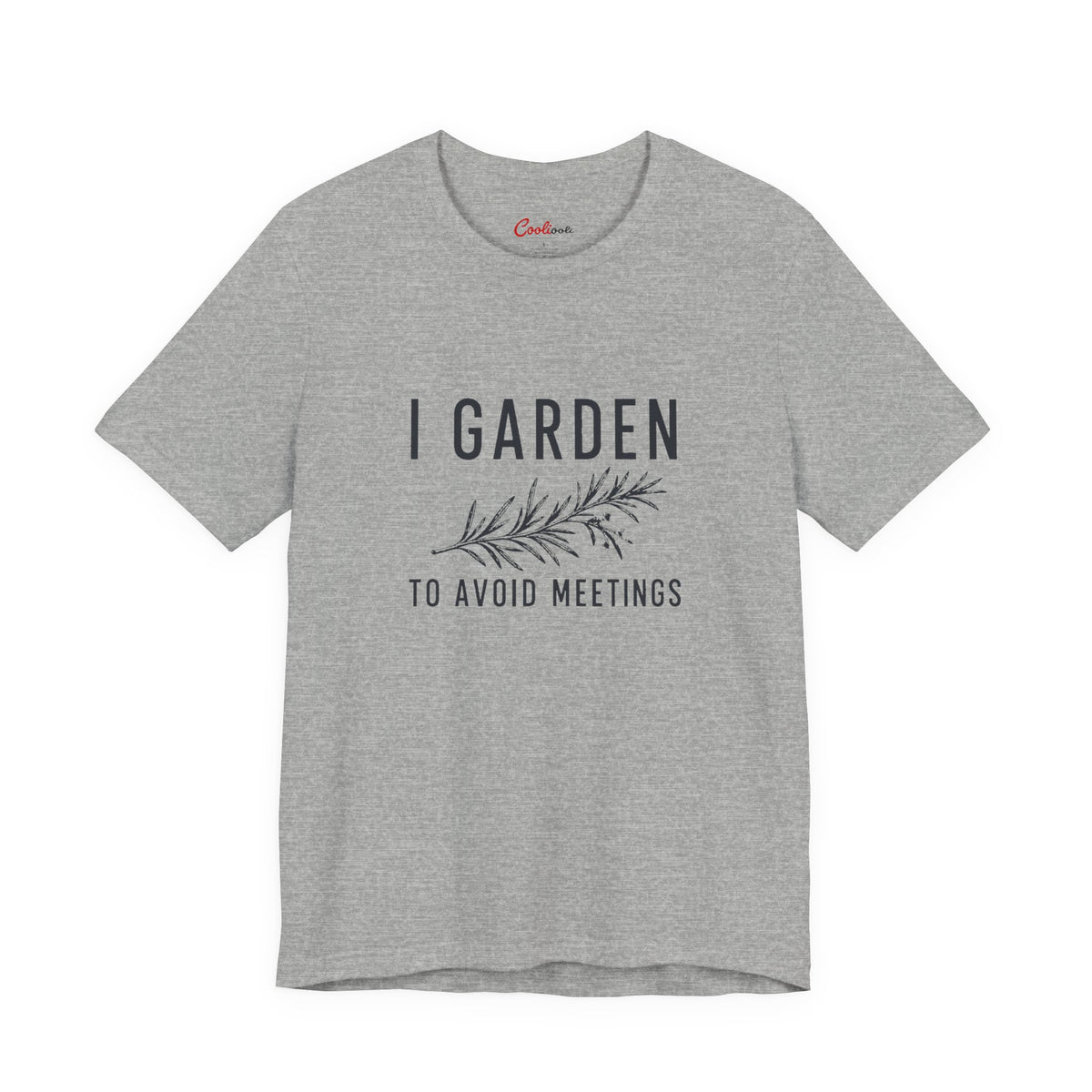 I Garden To Avoid Meetings funny t-shirt flat lay in a heather colourway, introvert and gardening gift tee