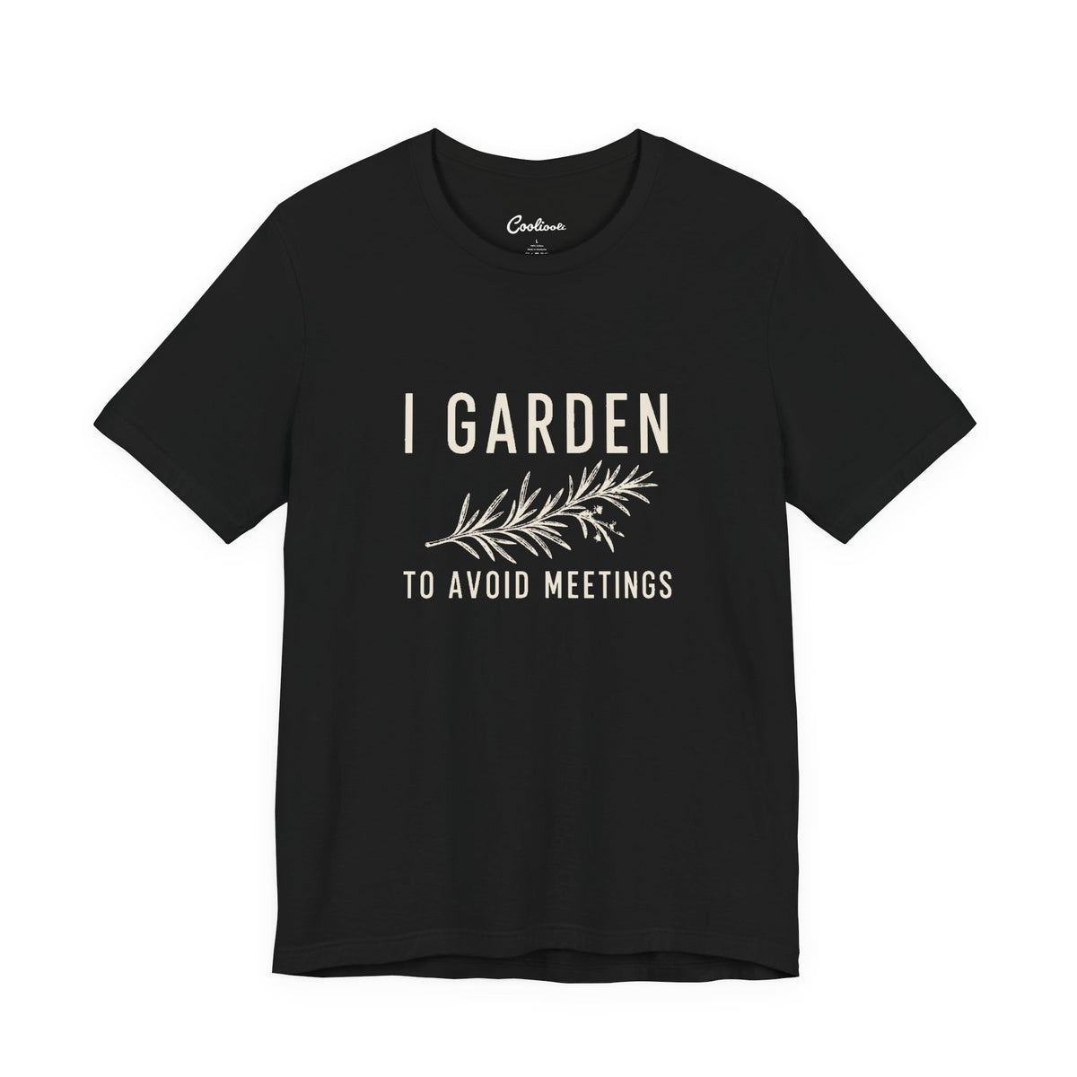 I Garden To Avoid Meetings gardener gift tee shown flat in a second colourway, unisex Bella Canvas 3001 cotton t-shirt