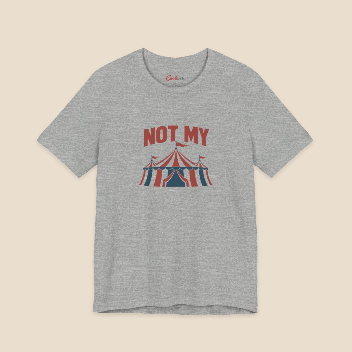 NOT MY original circus tent graphic on the Athletic Heather Bella+Canvas3001 unisex tee; front colour preview.