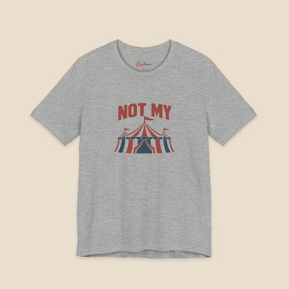 NOT MY original circus tent graphic on the Athletic Heather Bella+Canvas3001 unisex tee; front colour preview.