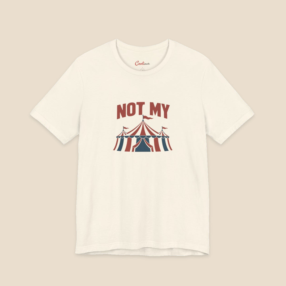 NOT MY original circus tent graphic on the Natural Bella+Canvas3001 unisex tee; front colour preview.