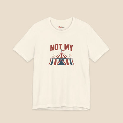 NOT MY original circus tent graphic on the Natural Bella+Canvas3001 unisex tee; front colour preview.