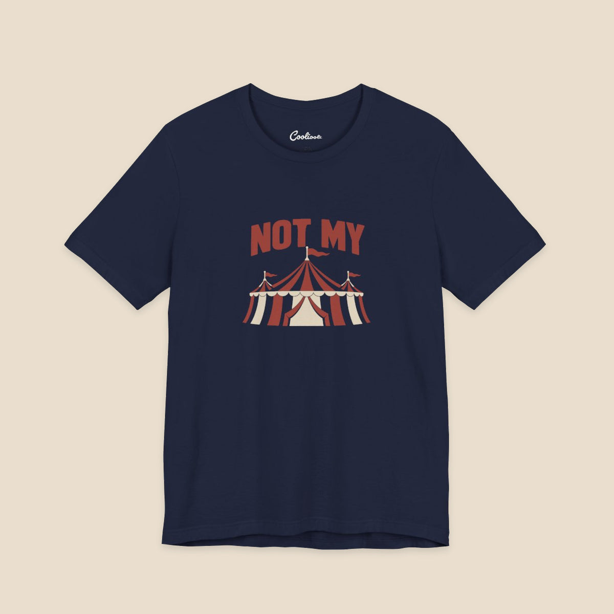 NOT MY original circus tent graphic on the Navy Bella+Canvas3001 unisex tee; front colour preview.