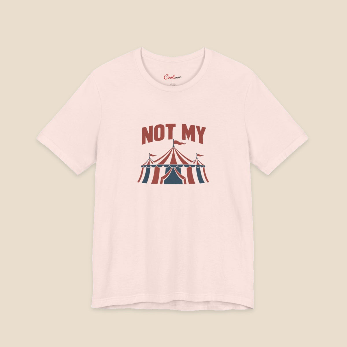 NOT MY original circus tent graphic on the Soft Pink Bella+Canvas3001 unisex tee; front colour preview.