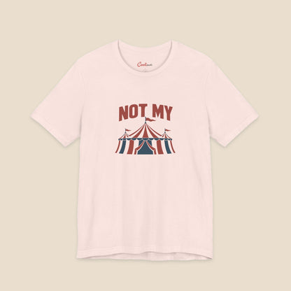 NOT MY original circus tent graphic on the Soft Pink Bella+Canvas3001 unisex tee; front colour preview.
