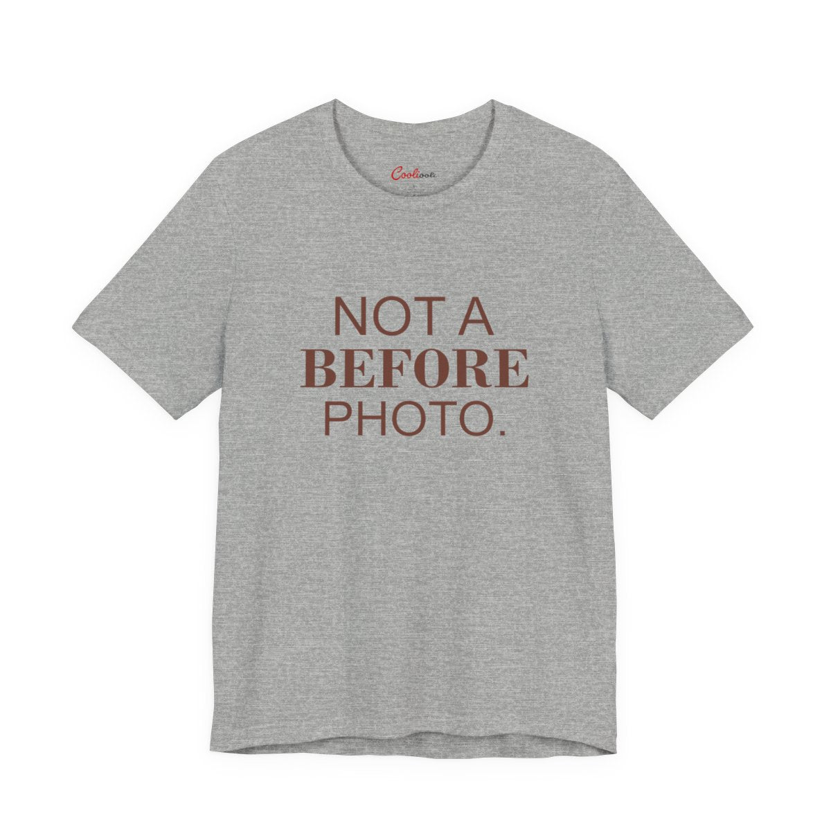 NOT A BEFORE PHOTO. Bella+Canvas 3001 tee in Athletic Heather, neat overhead front view