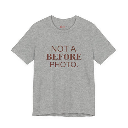 NOT A BEFORE PHOTO. Bella+Canvas 3001 tee in Athletic Heather, neat overhead front view
