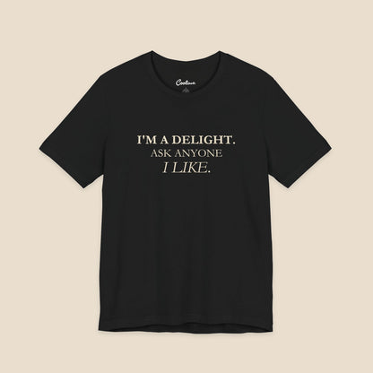 Black I'm a Delight slogan T-shirt front