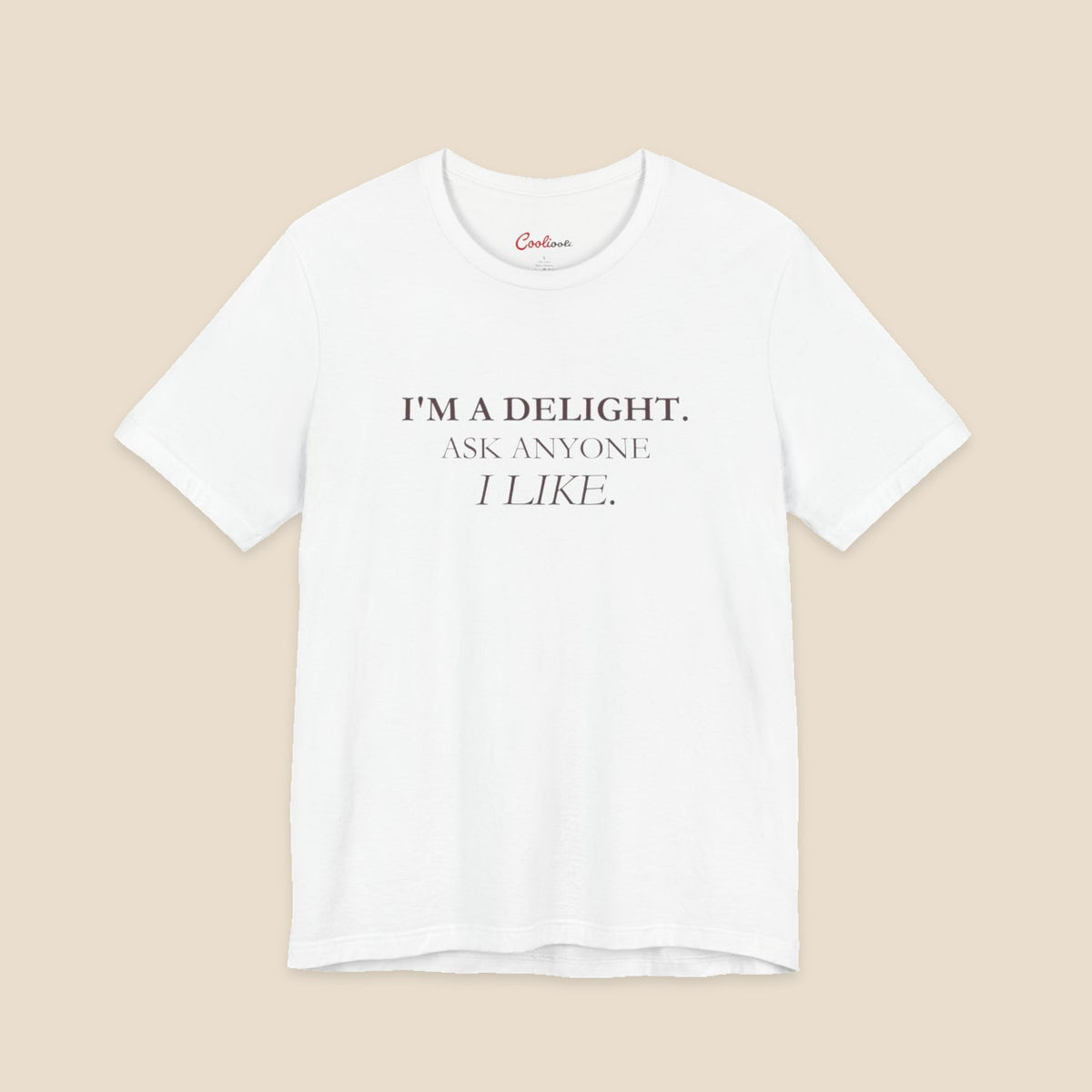 White I'm a Delight slogan T-shirt front
