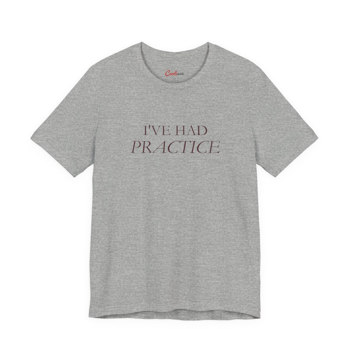 I've Had Practice Bella+Canvas 3001 T-shirt in Athletic Heather, full front supplier flat lay.