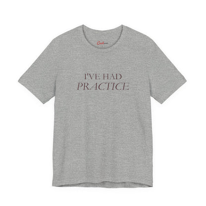 I've Had Practice Bella+Canvas 3001 T-shirt in Athletic Heather, full front supplier flat lay.