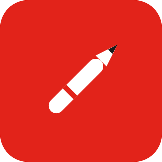 Custom Design Fee icon — a stylised pencil on red