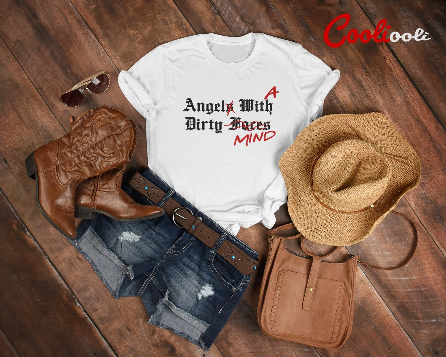 "Angel With A Dirty Mind" Graphic Tee - Cooliooli T-Shirt