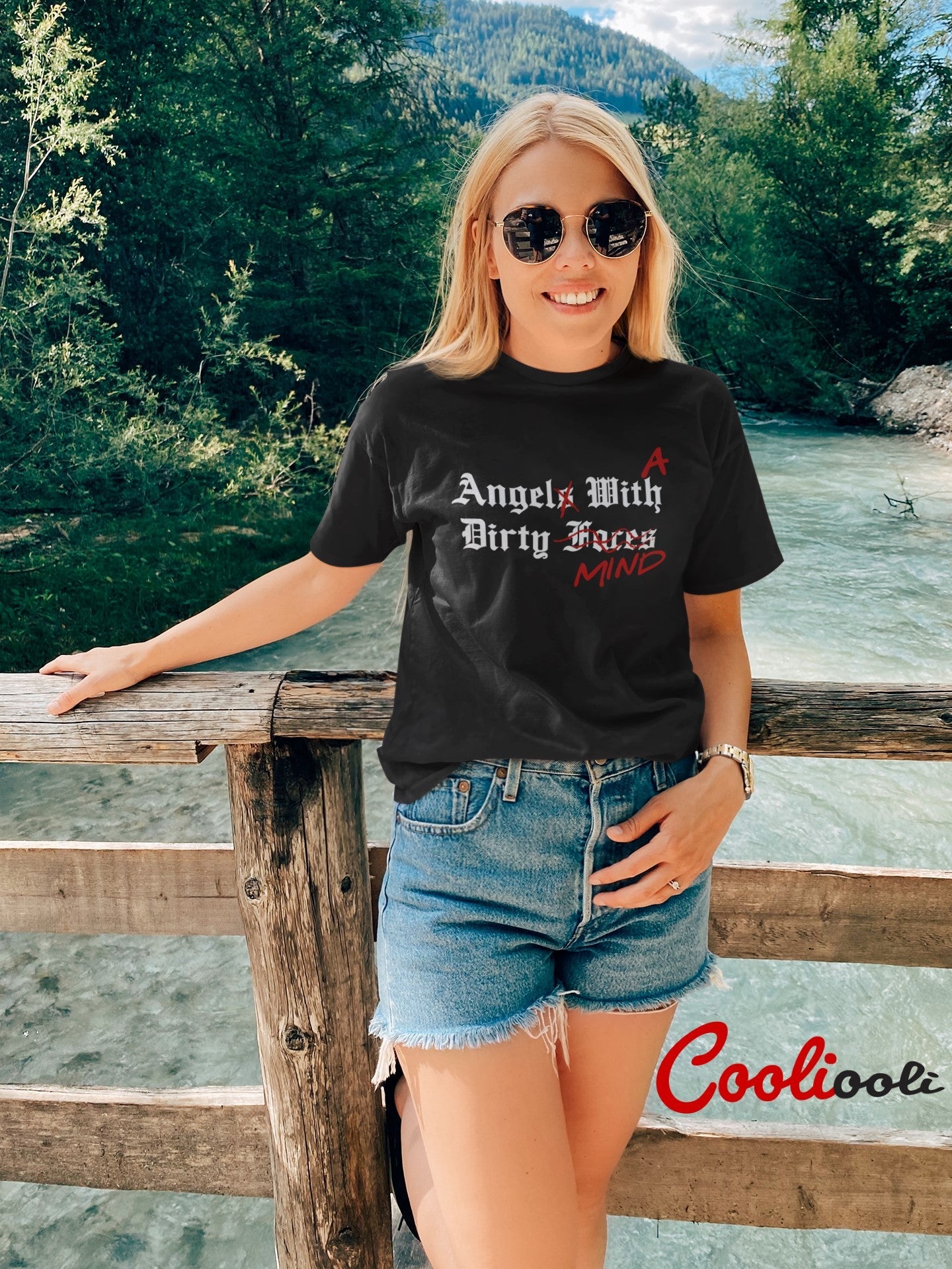 "Angel With A Dirty Mind" Graphic Tee - Cooliooli T-Shirt