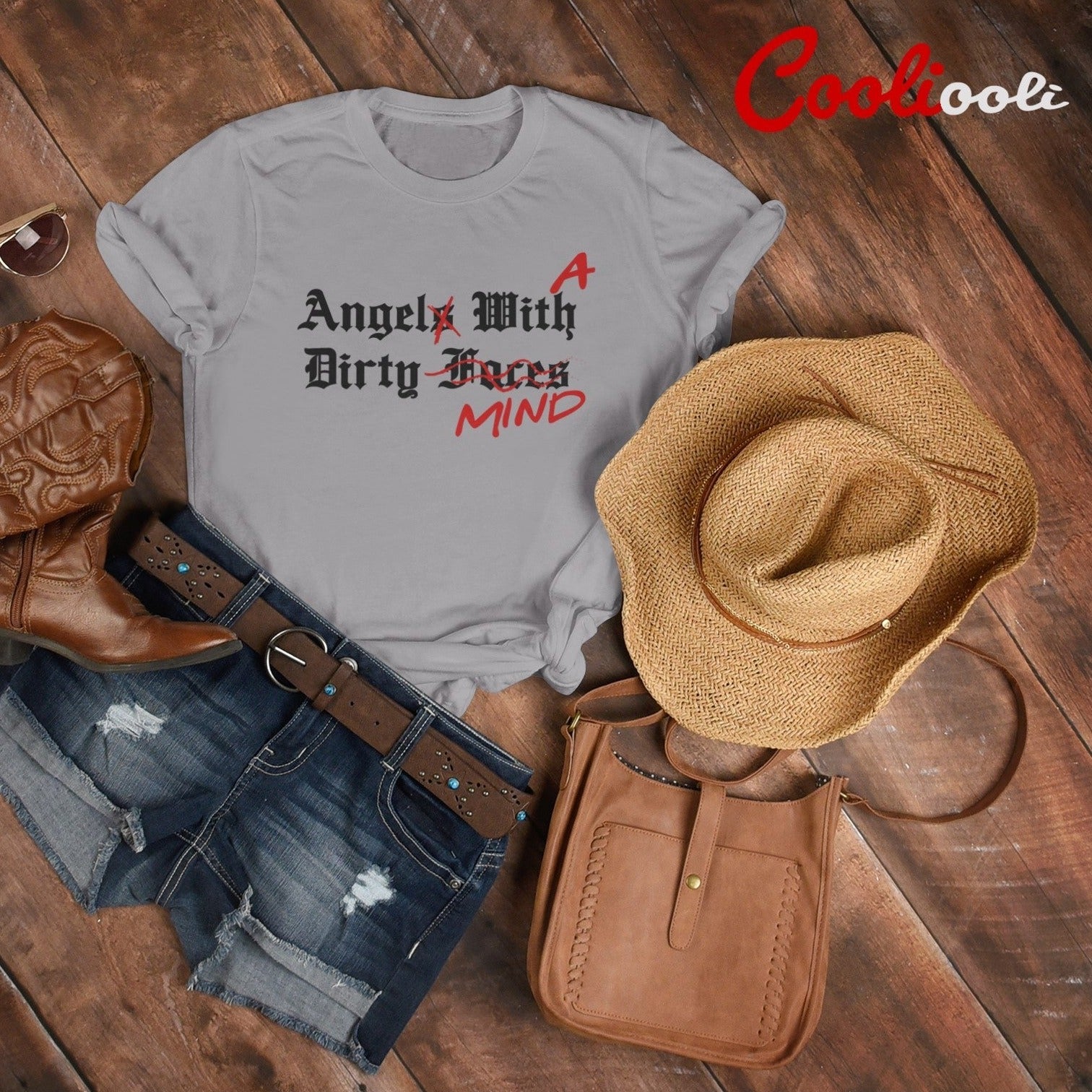 "Angel With A Dirty Mind" Graphic Tee - Cooliooli T-Shirt