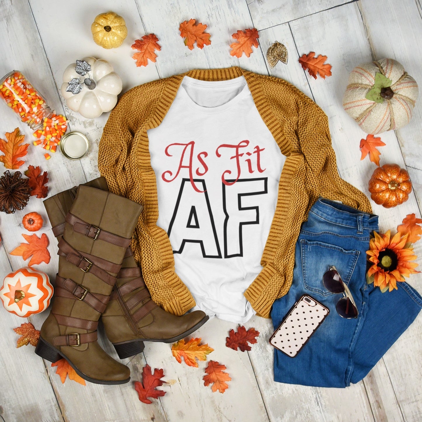 "As Fit AF" Sassy Slogan Tee - Cooliooli T-Shirt