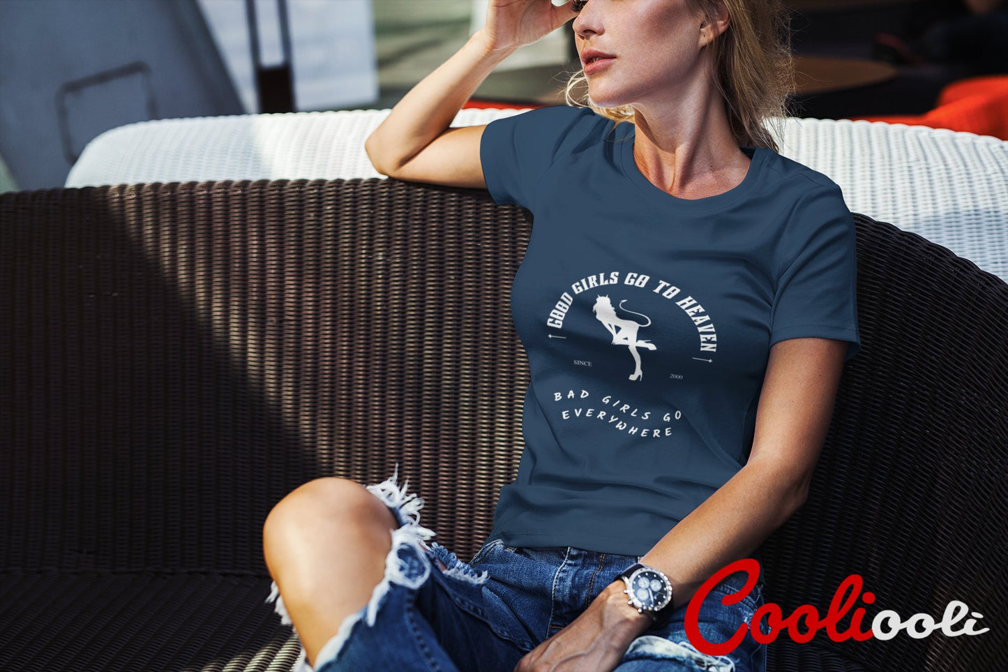 "Good Girls Go To Heaven" Graphic Tee - Cooliooli T-Shirt