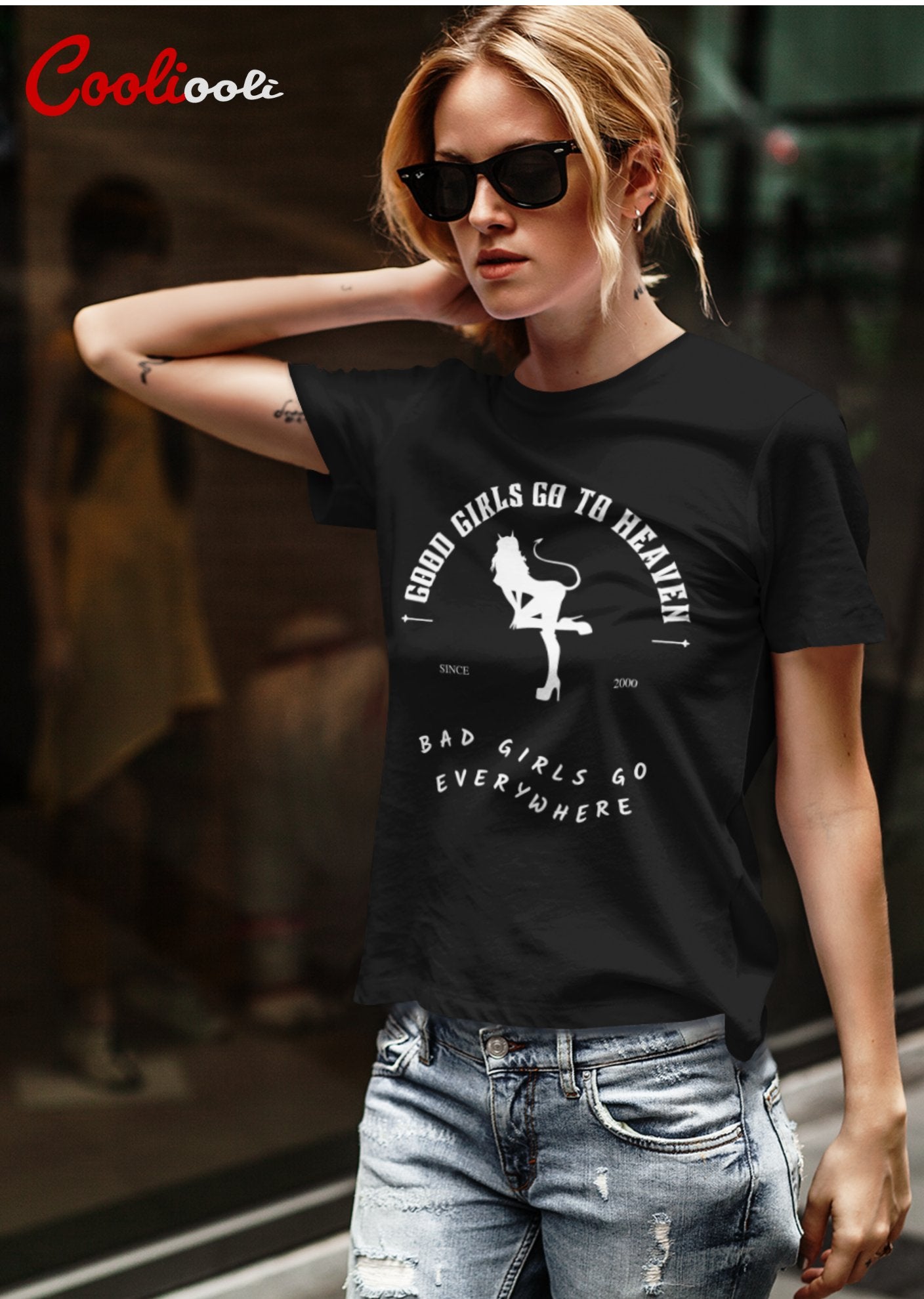 "Good Girls Go To Heaven" Graphic Tee - Cooliooli T-Shirt