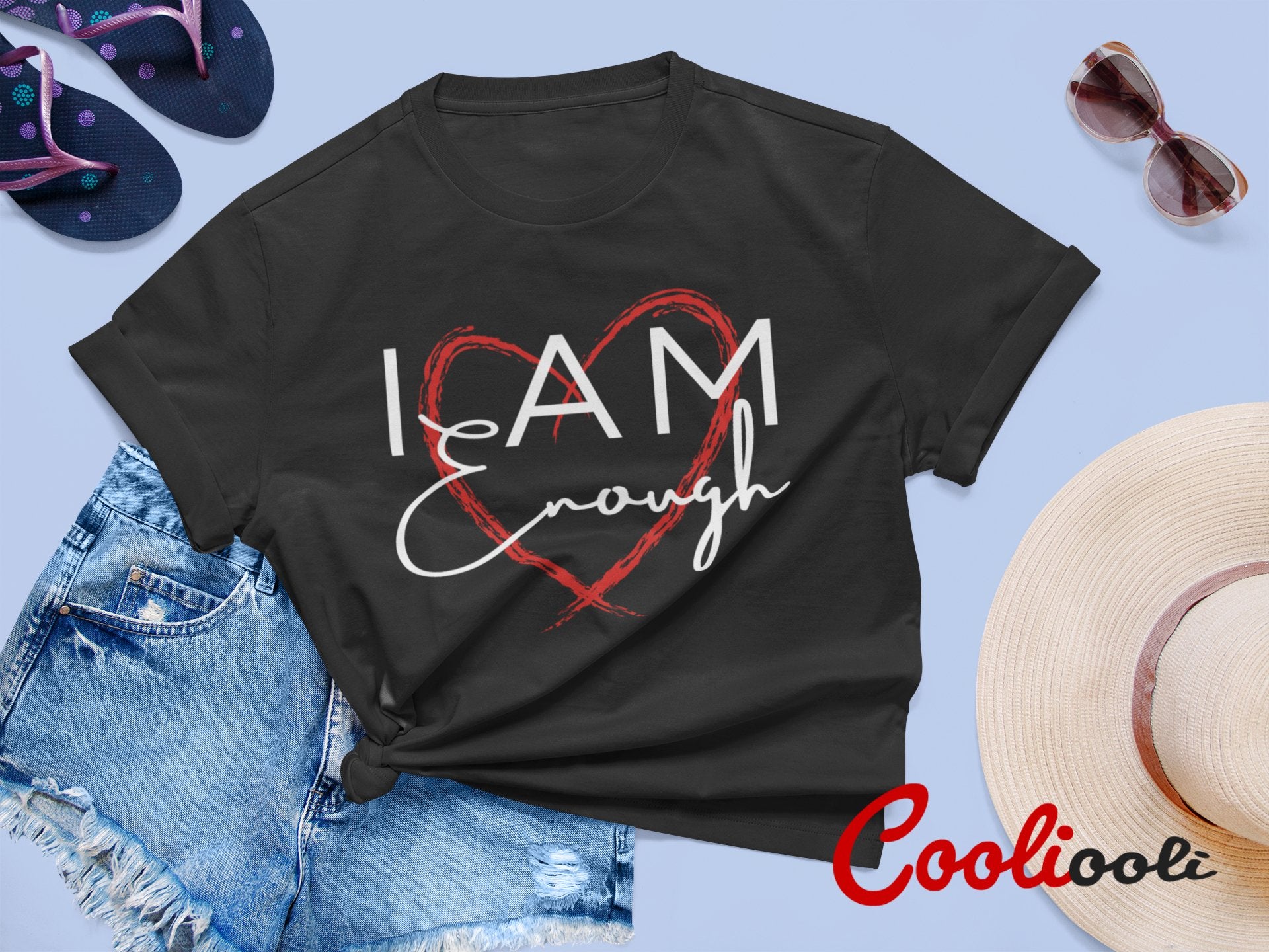 "I Am Enough" Assertive Slogan Tee - Cooliooli T-Shirt