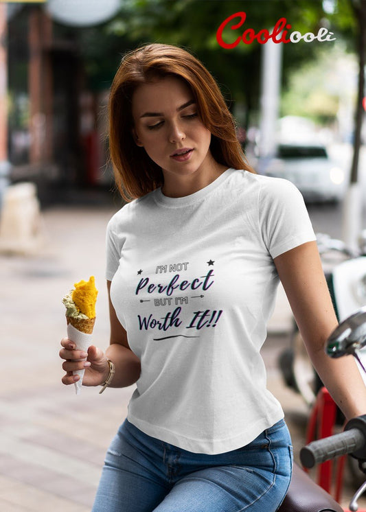 "I'm Not Perfect, But I'm Worth It" Sassy Graphic Tee - Cooliooli T-Shirt