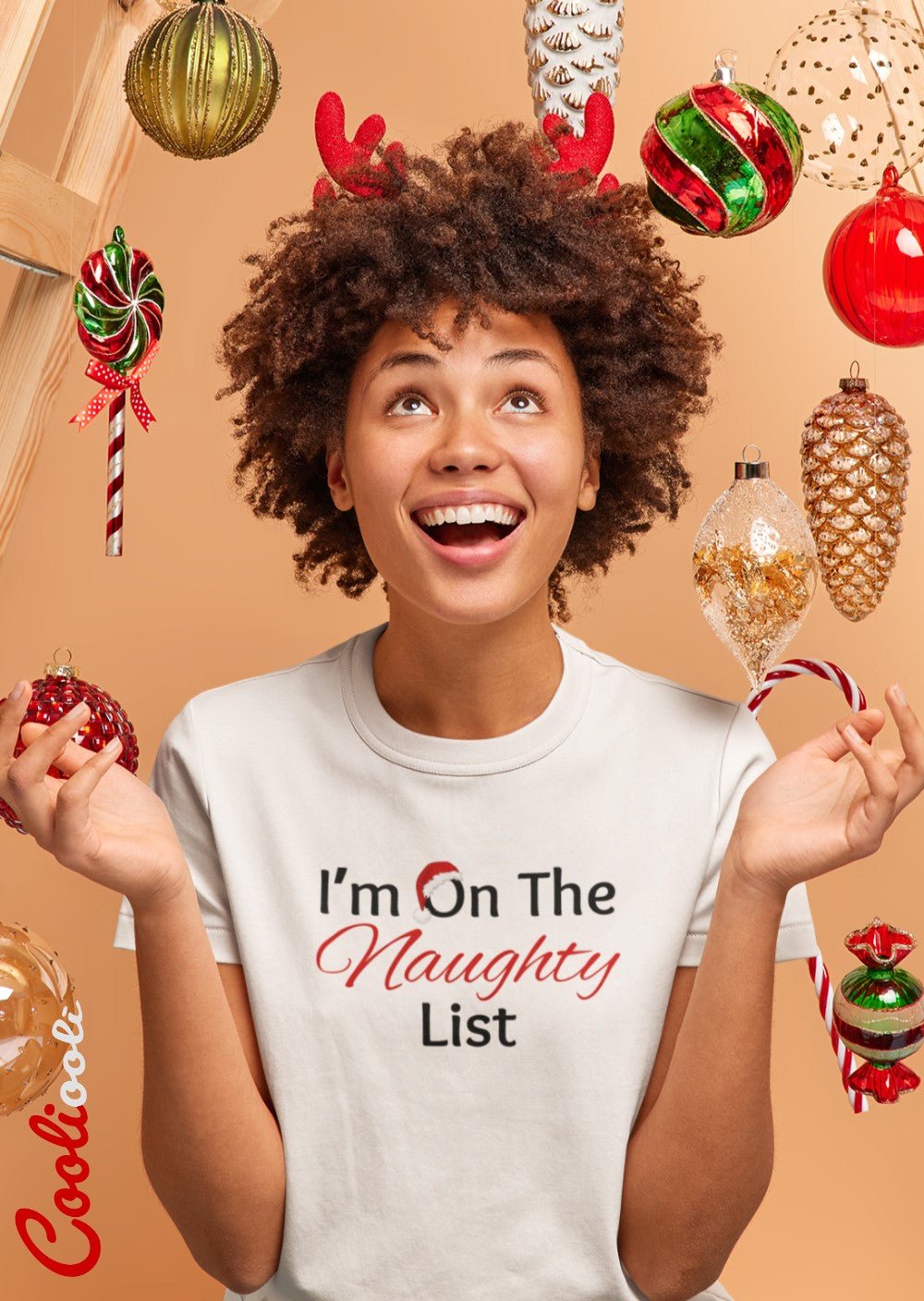 I'm On The Naughty List - Christmas Tee - Cooliooli T-Shirt