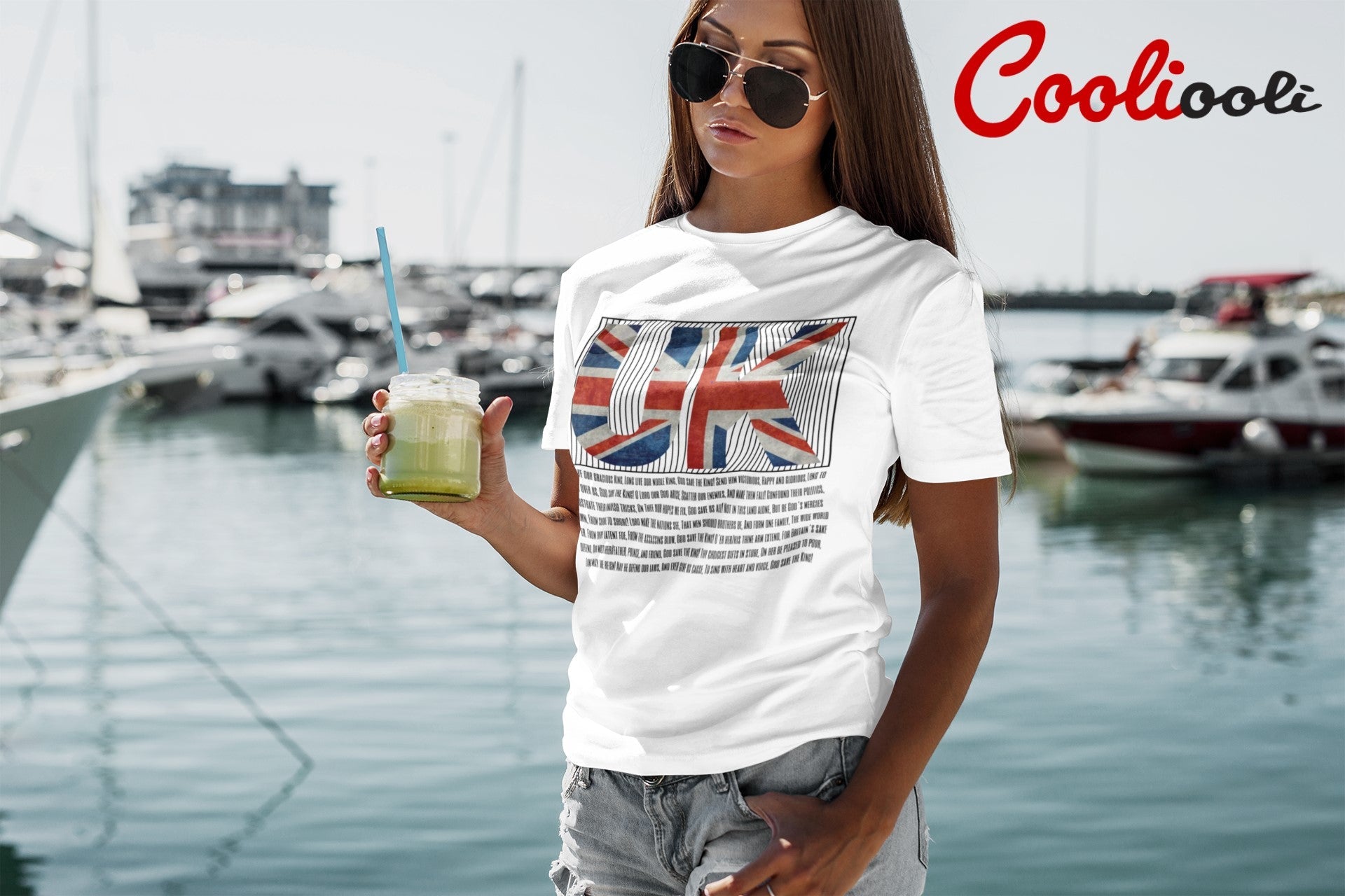 Union Jack - National Anthem Lyrics Tee - Cooliooli T-Shirt