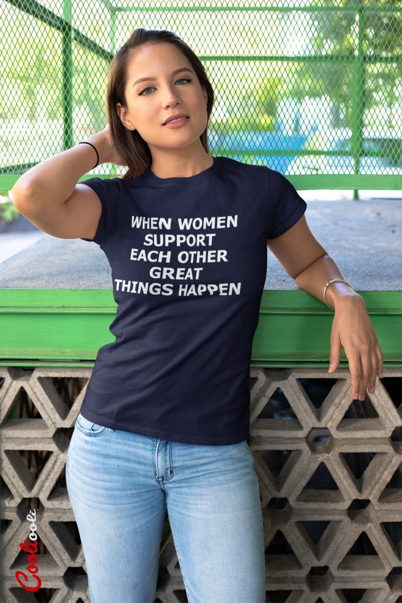 "When Women Work Together Great Things Happen" Positive Mantra Tee - Cooliooli T-Shirt